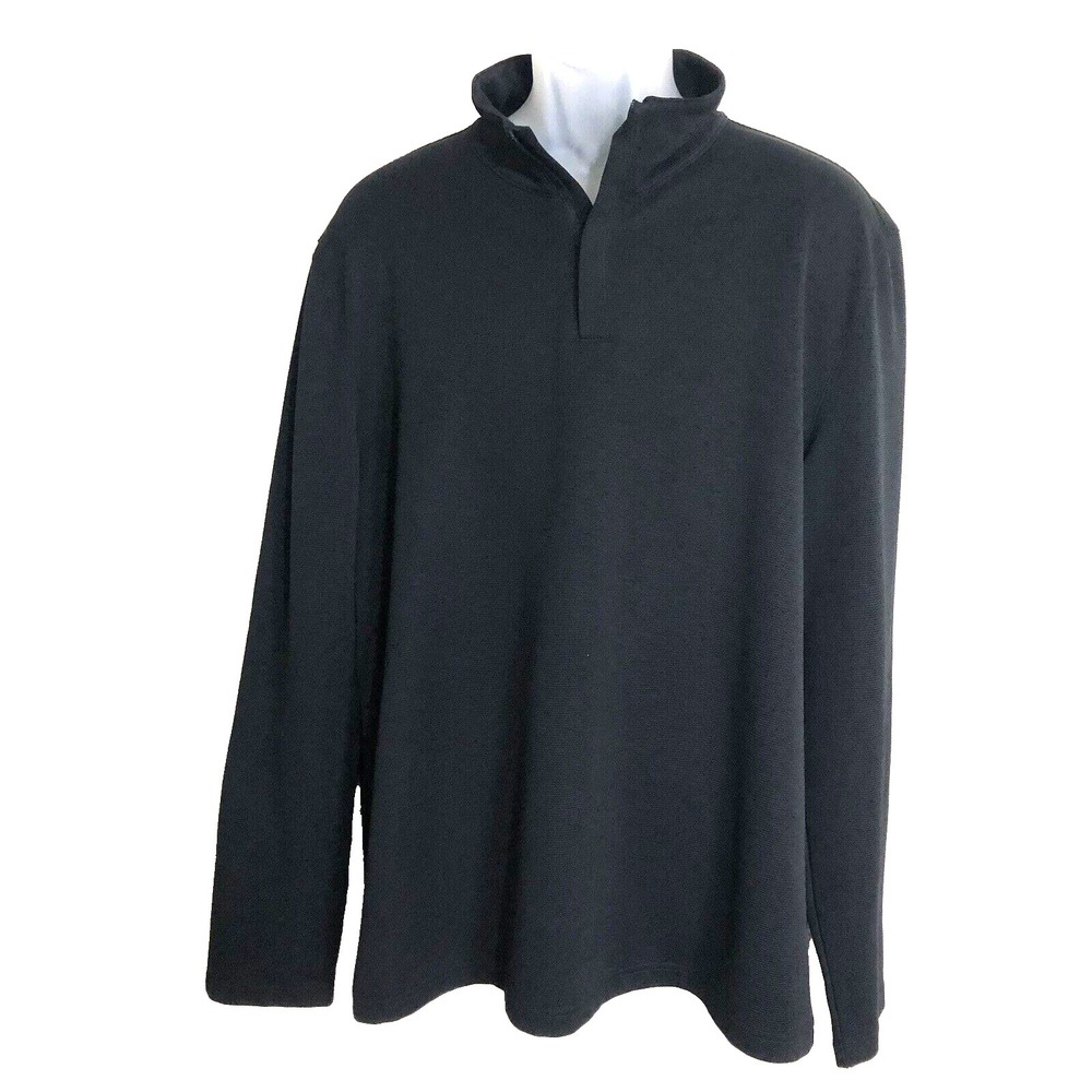 Alfani Henley Mens 2XL Black Thermal Stretch 1/4 Zip Pullover Mock Neck